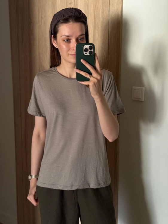 t-shirt taupe merino