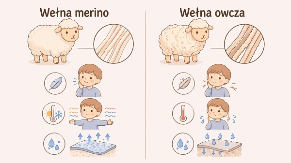 Porównanie wełny merino i wełny owczej